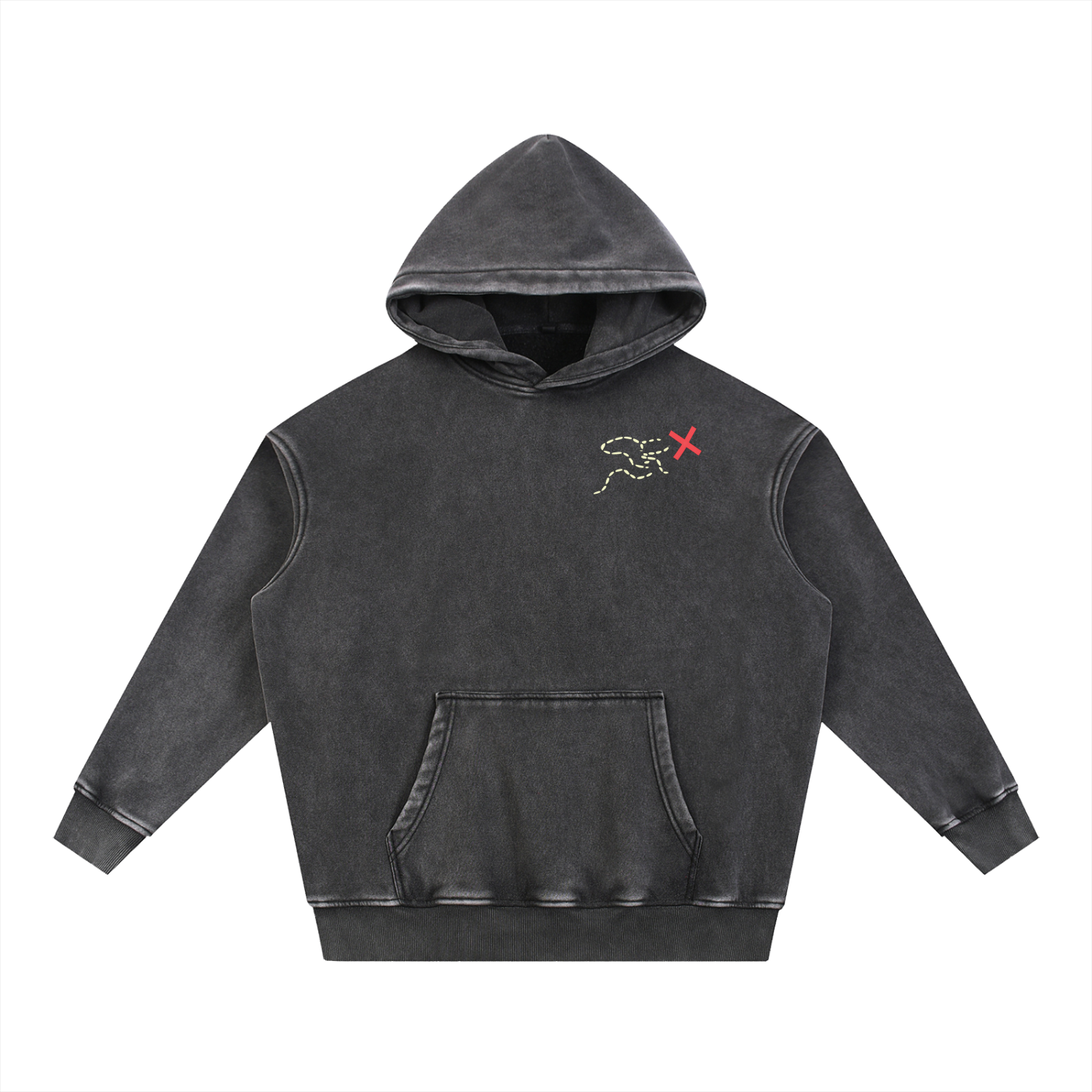 FINDME Snow Washed Motion Hoodie